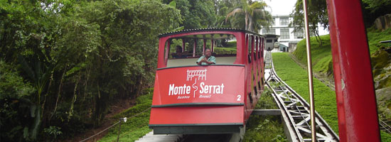 Blog René Schaap - You can go by a cabletrack train to the top of the mountain Monte Serrat where you find a very old building, formerly used as a casino. 